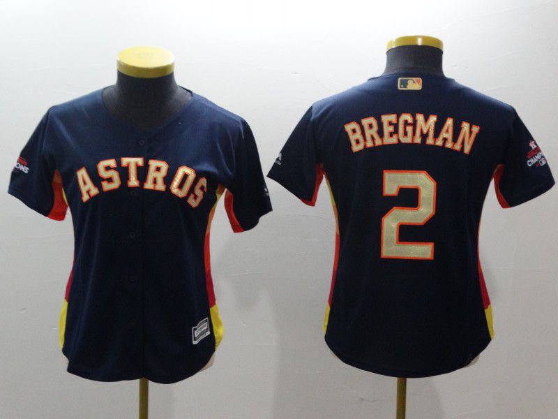 Women Houston Astros #2 Bregman Blue Champion Edition MLB Jerseys->women mlb jersey->Women Jersey